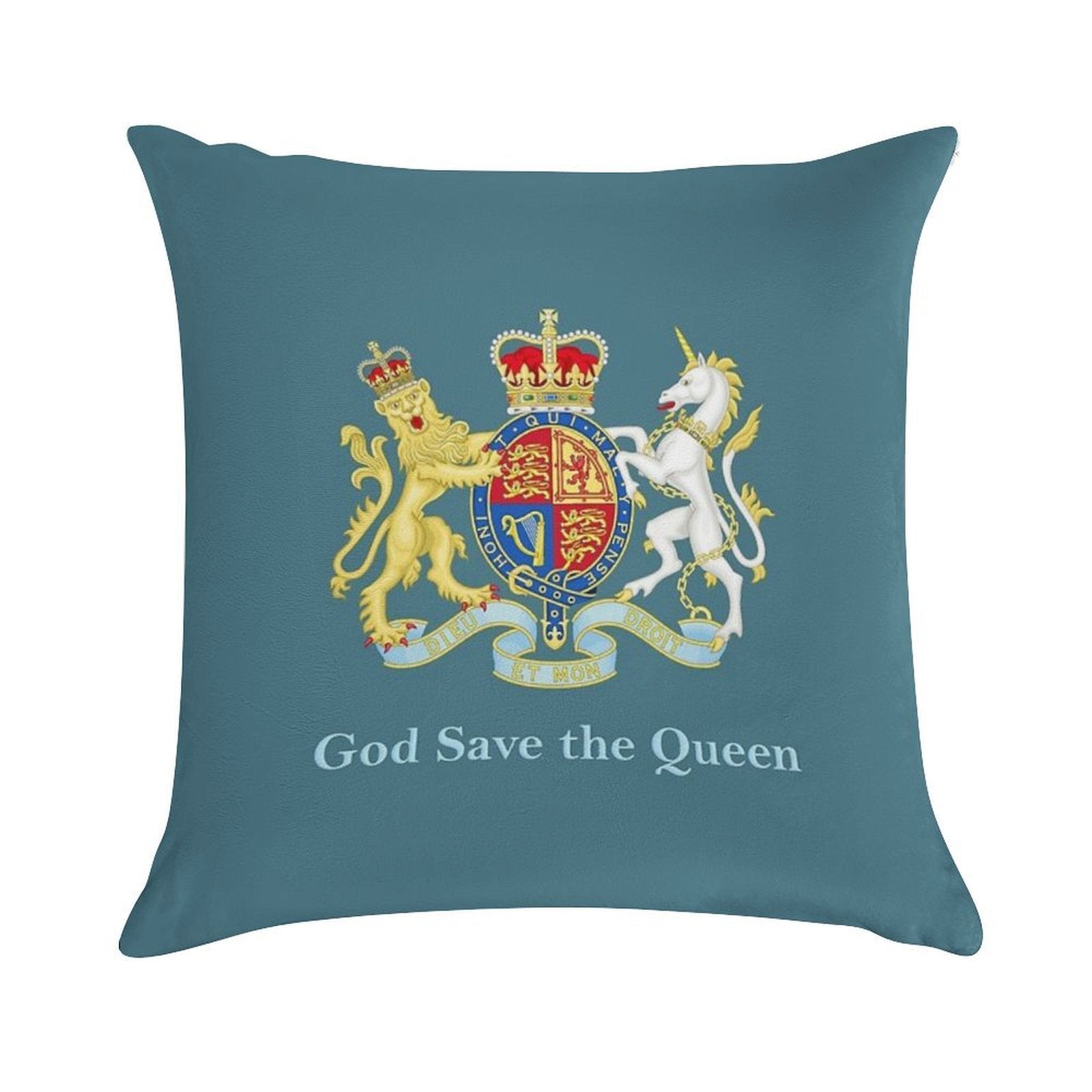 Royal Coat of Arms, Queen Elizabeth, British Monarchy Soft Gift Ready Throw Pillow
