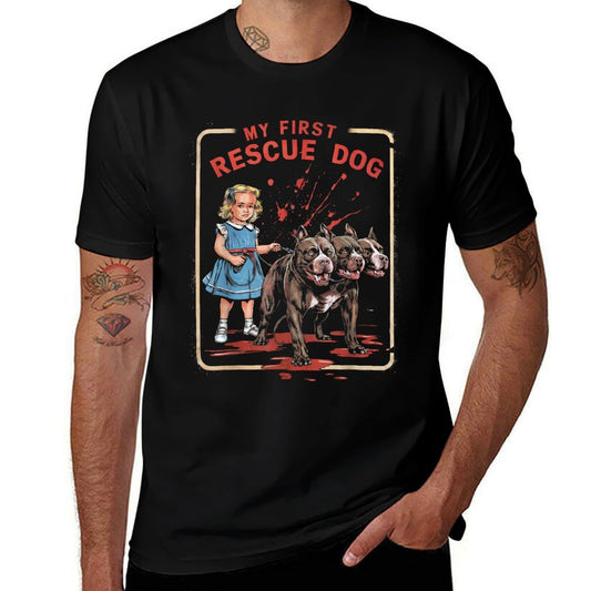 Vintage Horror Movie Lover Retro Halloween Rescue Dog  Graphic-printed T-Shirt