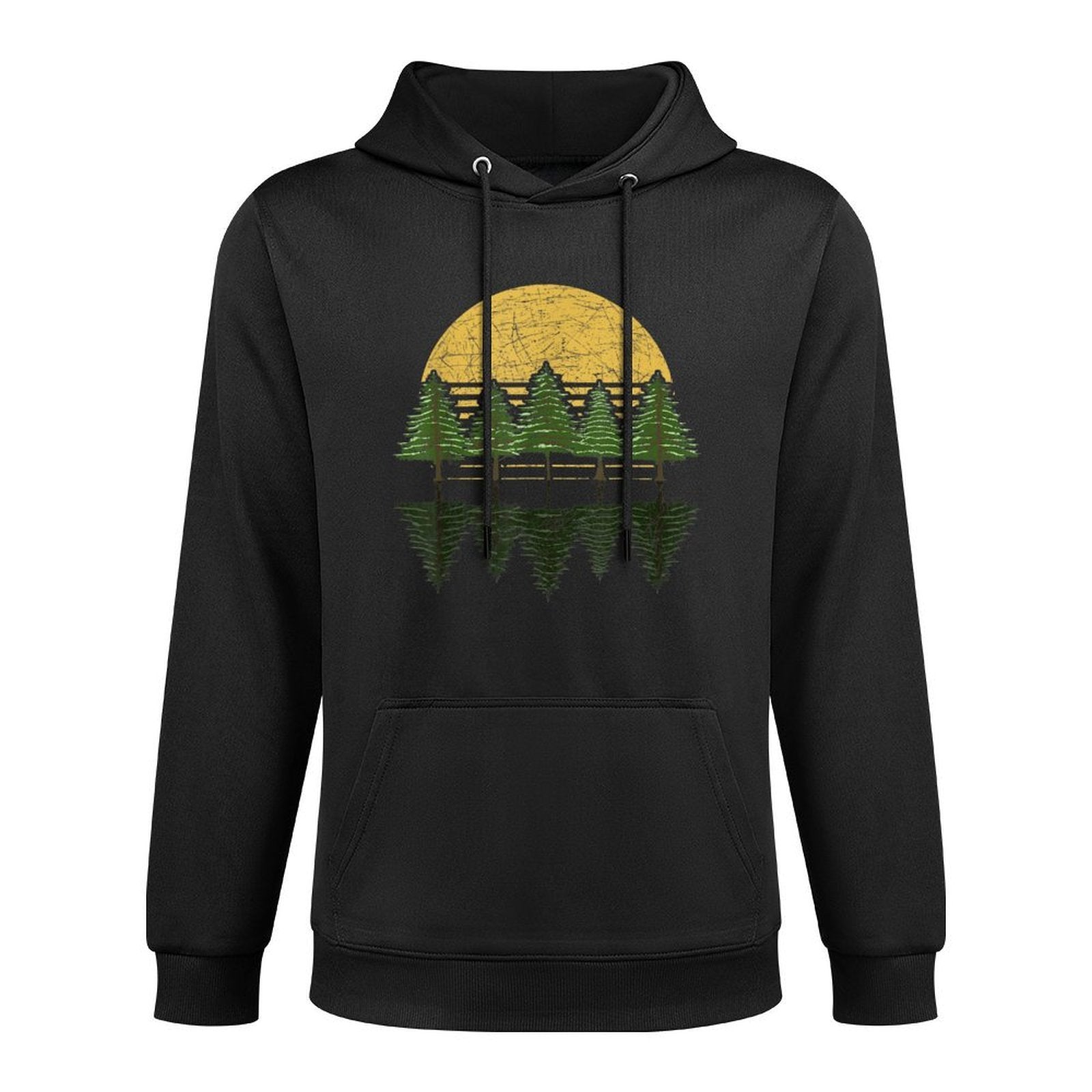 Outdoor Forest Reflection Trees Wildlife Retro Nature Kangaroo Pocket Hoodie