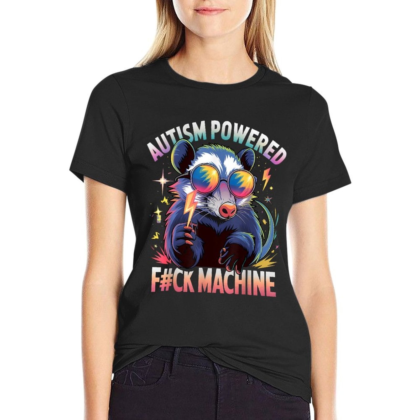 Autism Powered F#ck Machine Funny Meme Opossum Autistic Comfortable T-Shirt