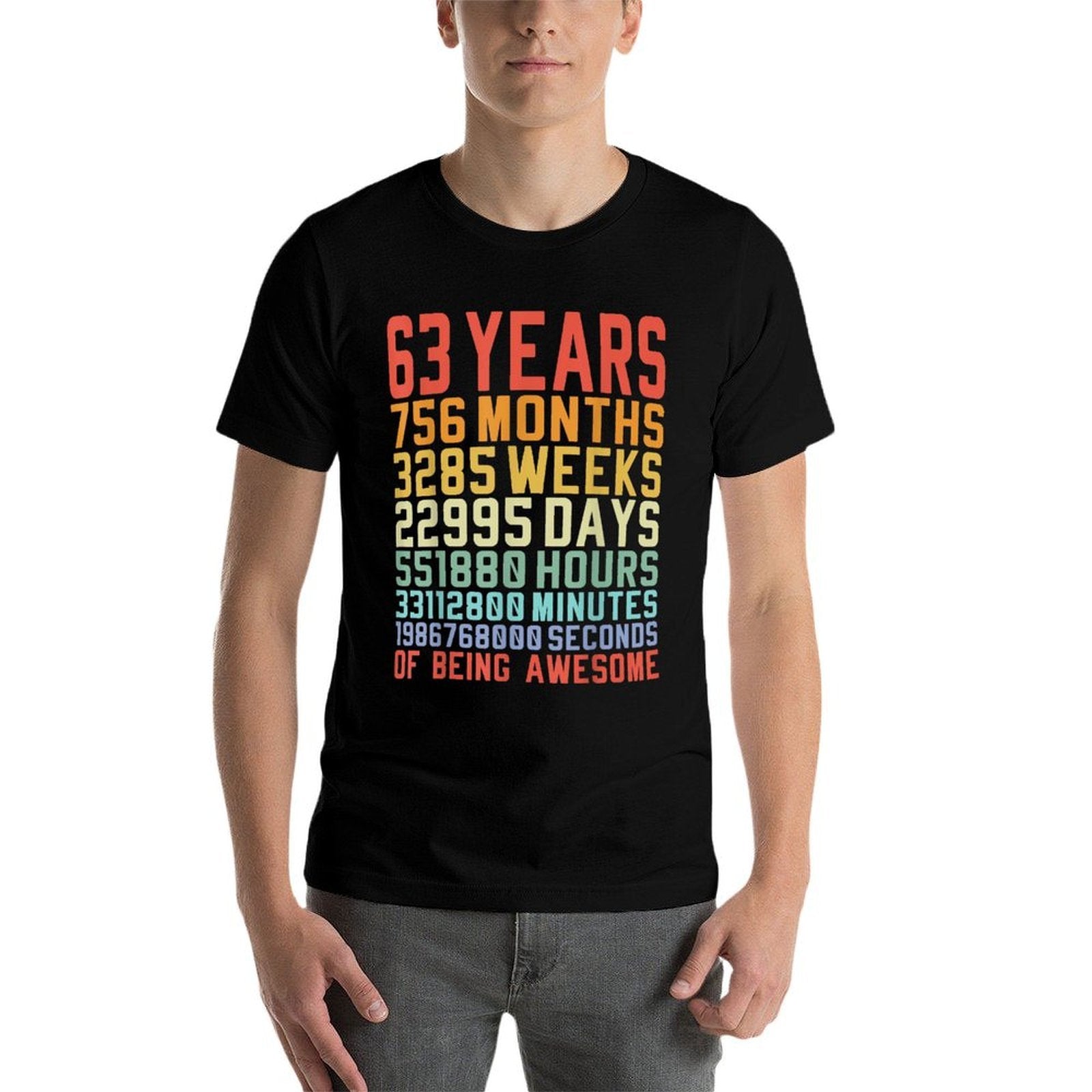 63 Years 63rd Birthday Anniversary Birthday Gift  Rolled Sleeves T-Shirt