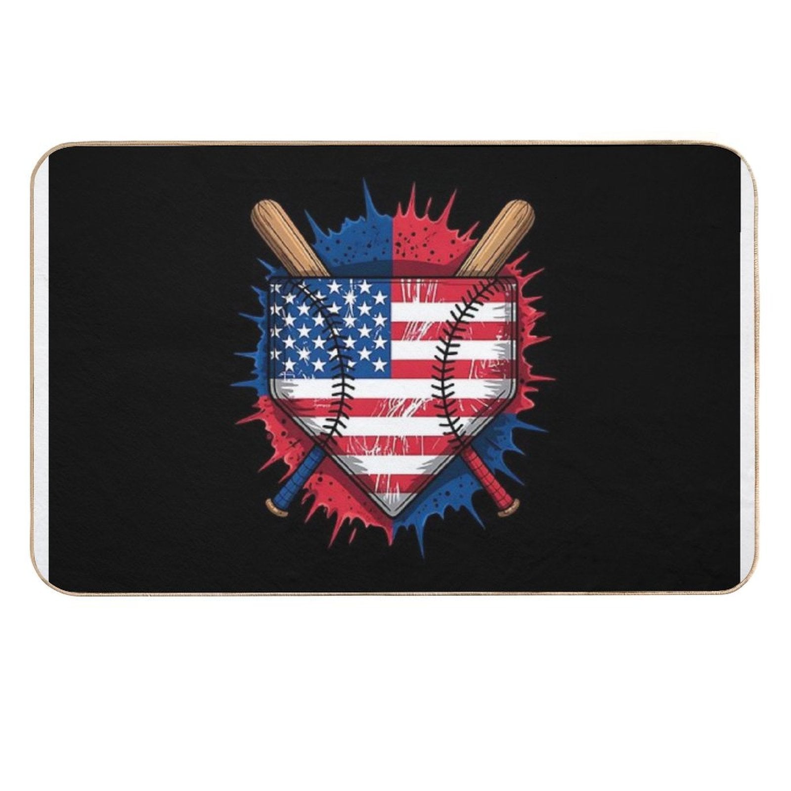 Baseball Drip Ice Cream Patriotic American Flag 4th Of July  Easy Maintenance Bath Mat
