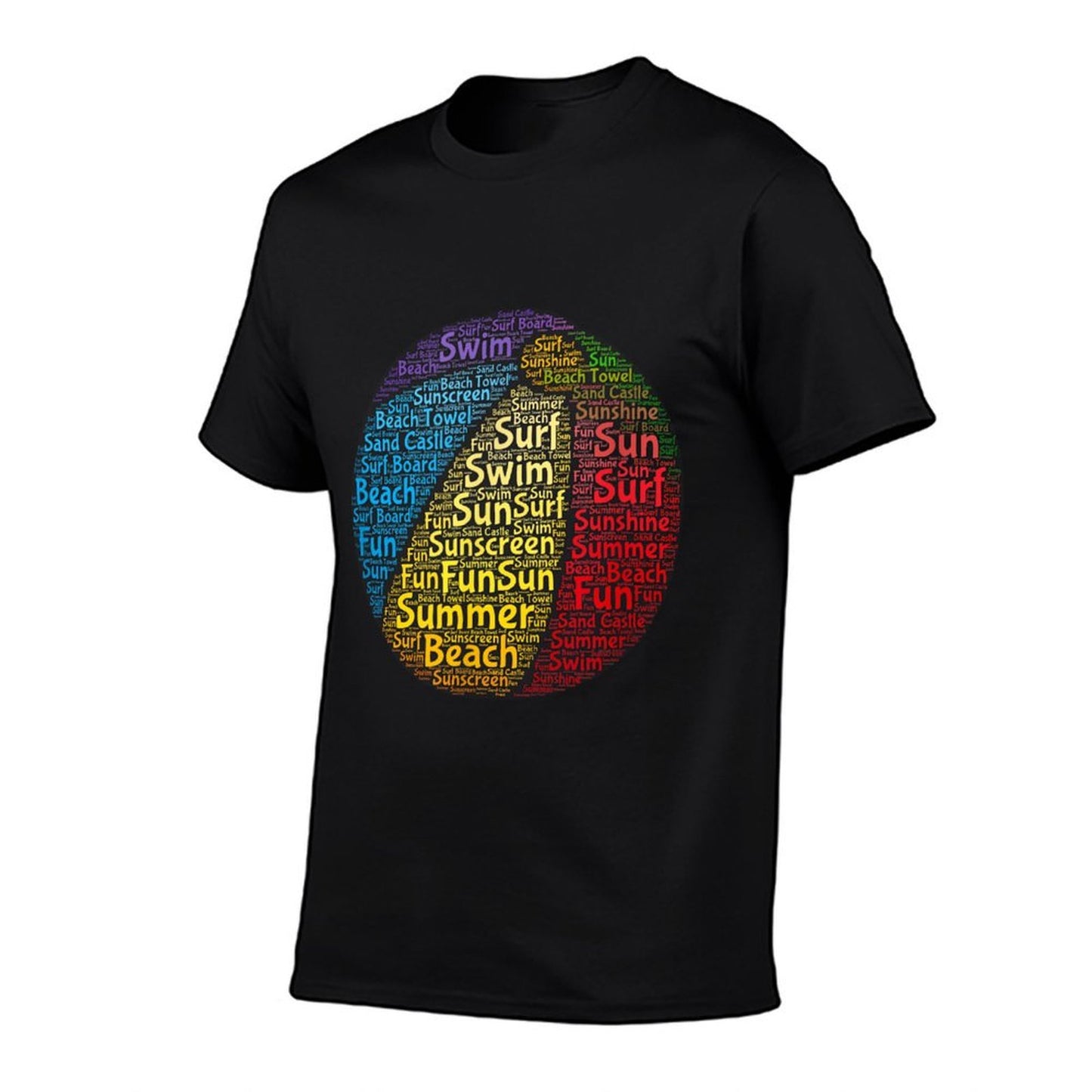 Summer Time By The Pool Beach Ball Word Cloud  Eco-friendly Material T-Shirt