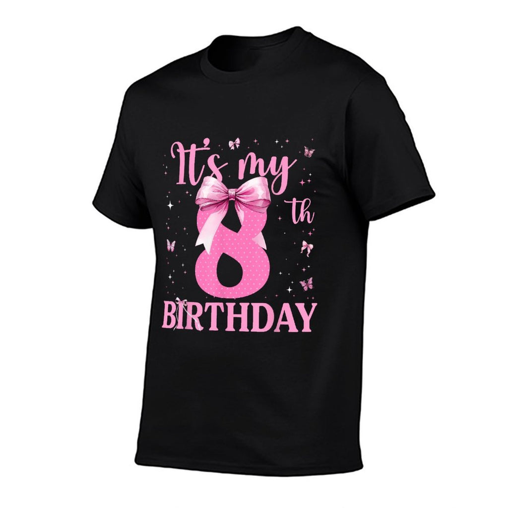 8th Birthday Coquette Bow 8 Years Old Birthday Girl Kids  Slim-fit Cut T-Shirt