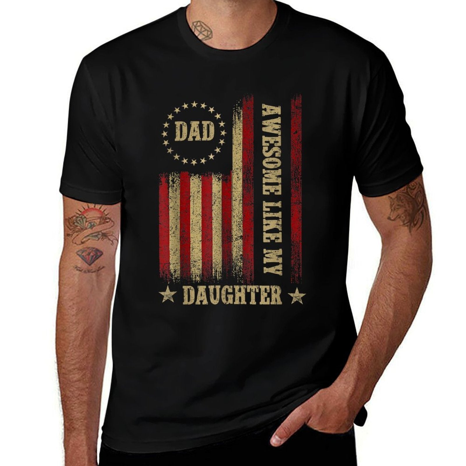 Awesome Like My Daughter Mens Funny Fathers Day Dad Usa  Breathable T-Shirt