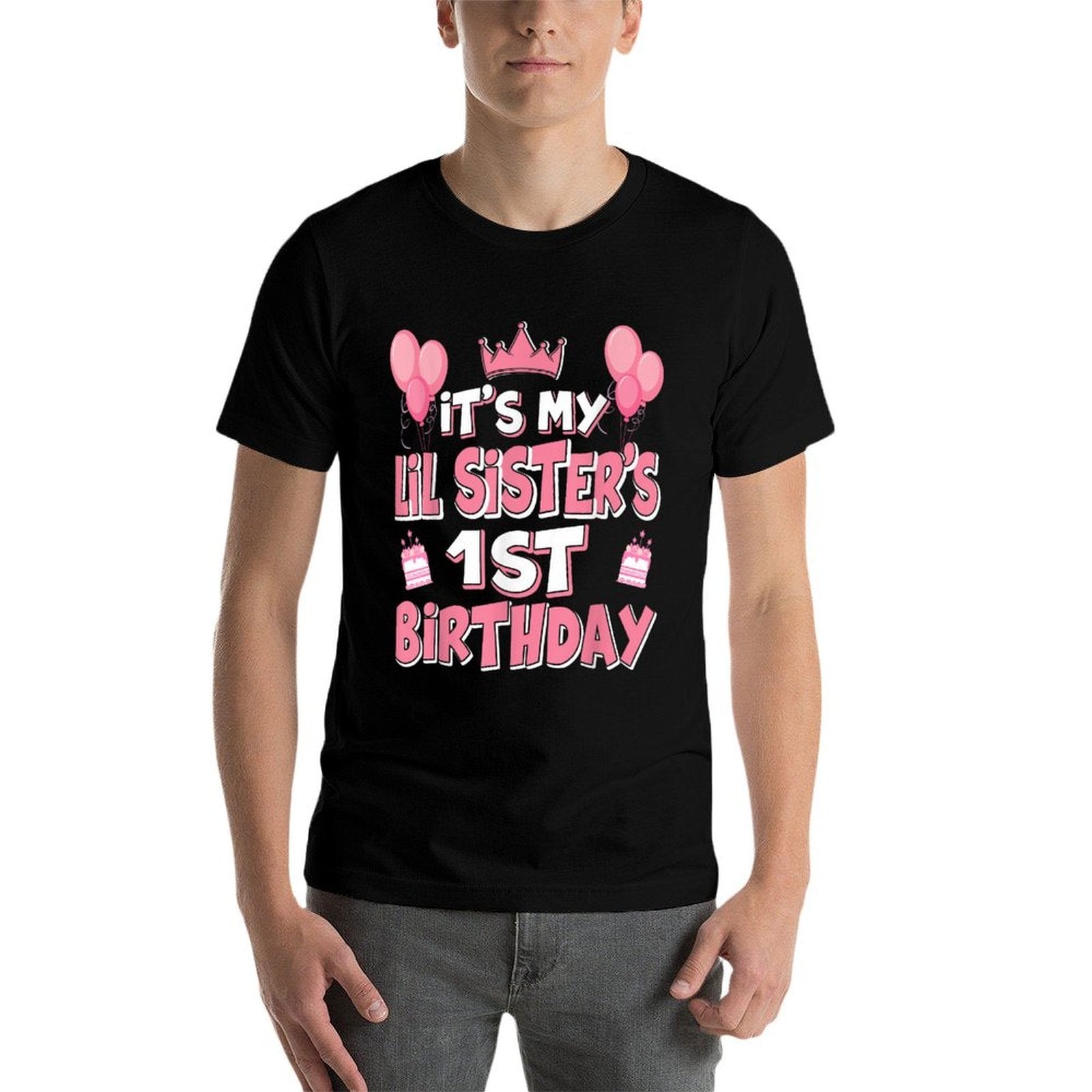 Balloons Its My Lil Sisters 1st Birthday 2024 1 Years Old  Tagless Design T-Shirt