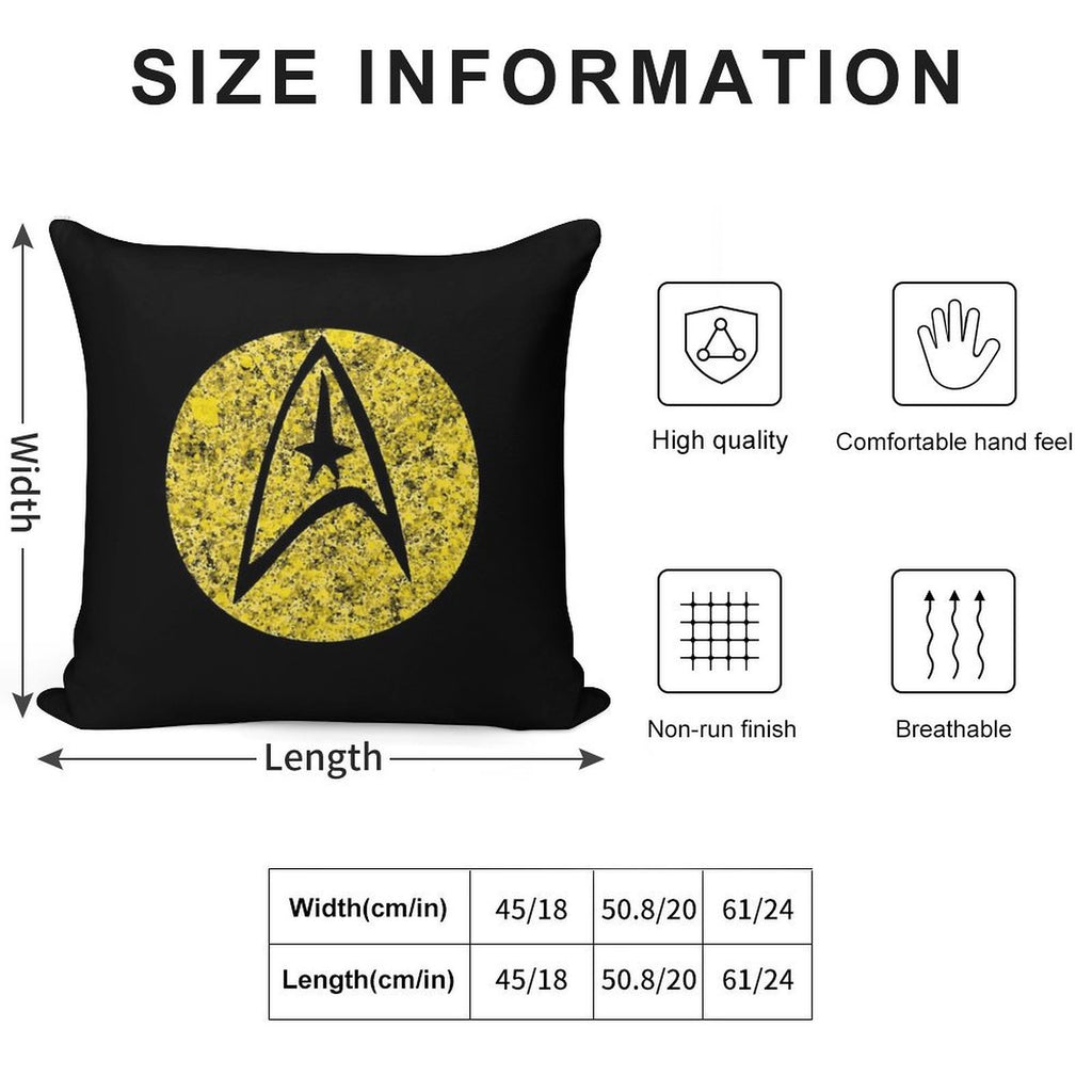 Star Trek TOS Command Gold Insignia Paint Splatter Soft Easy Maintenance Throw Pillow