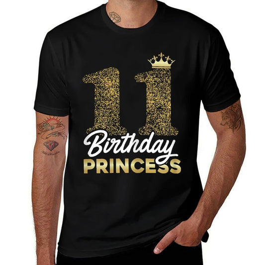 11th Birthday Girl Princess Cute Retro Crown 11 Years Old  Cotton T-Shirt