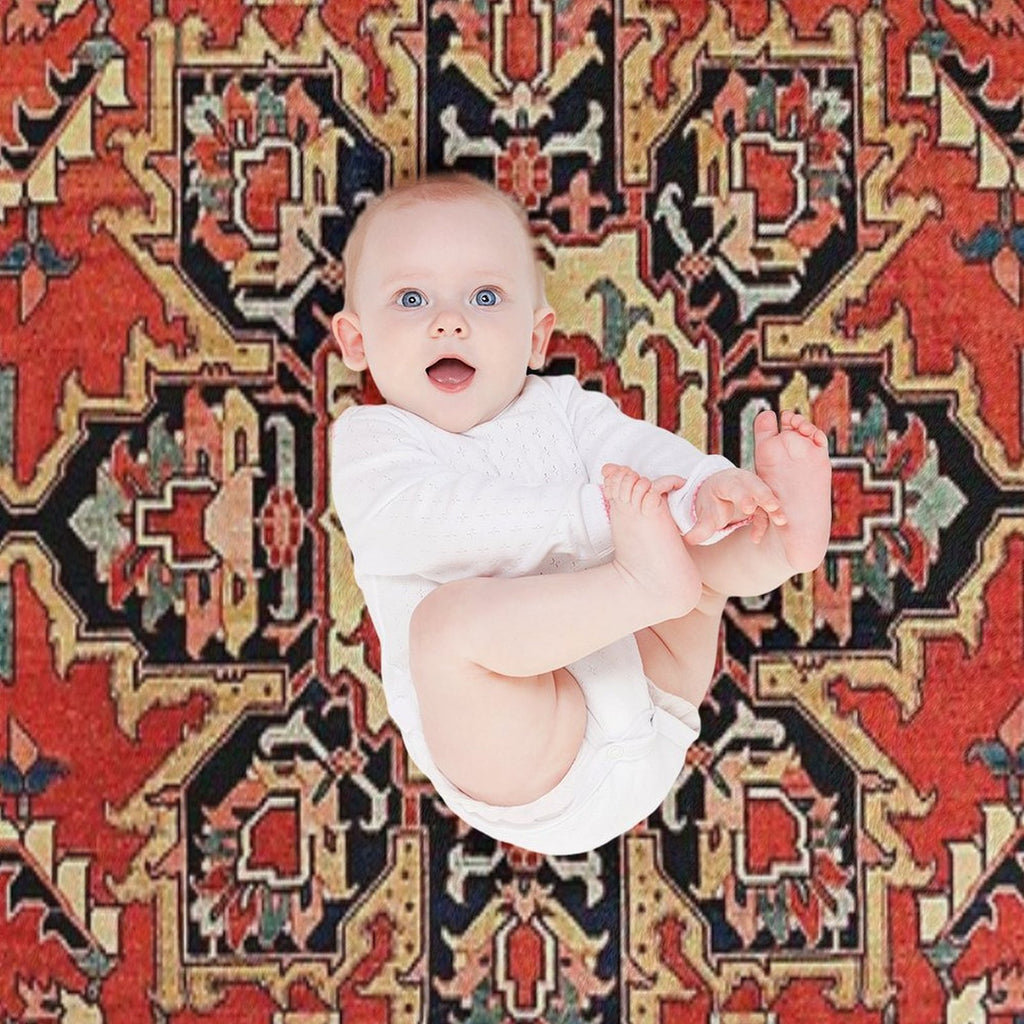 Serapi Antique Persian Carpet Print Plush Throw Blanket