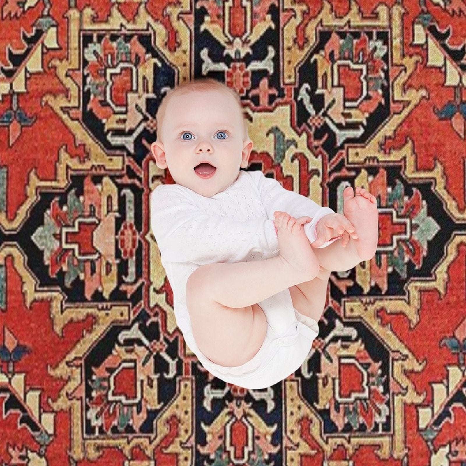 Serapi Antique Persian Carpet Print Plush Throw Blanket