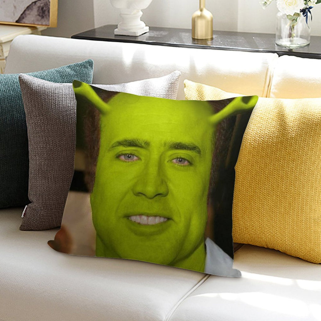 Nicolas Cage As Shrek Soft Anti-Pilling Throw Pillow