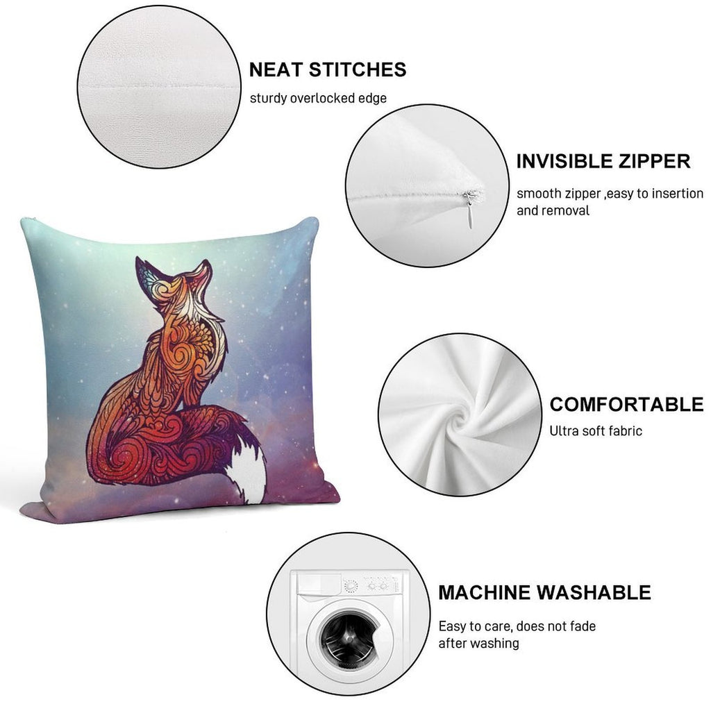 Space Fox Soft Reinforced Edging Throw Pillow