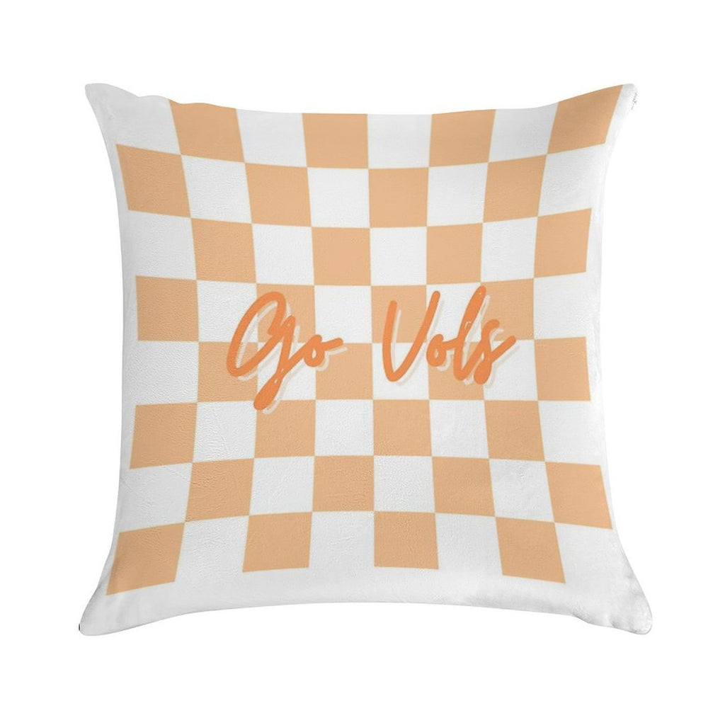 Go Vols Orange And White Checkerboard Soft Durable Construction Throw Pillow