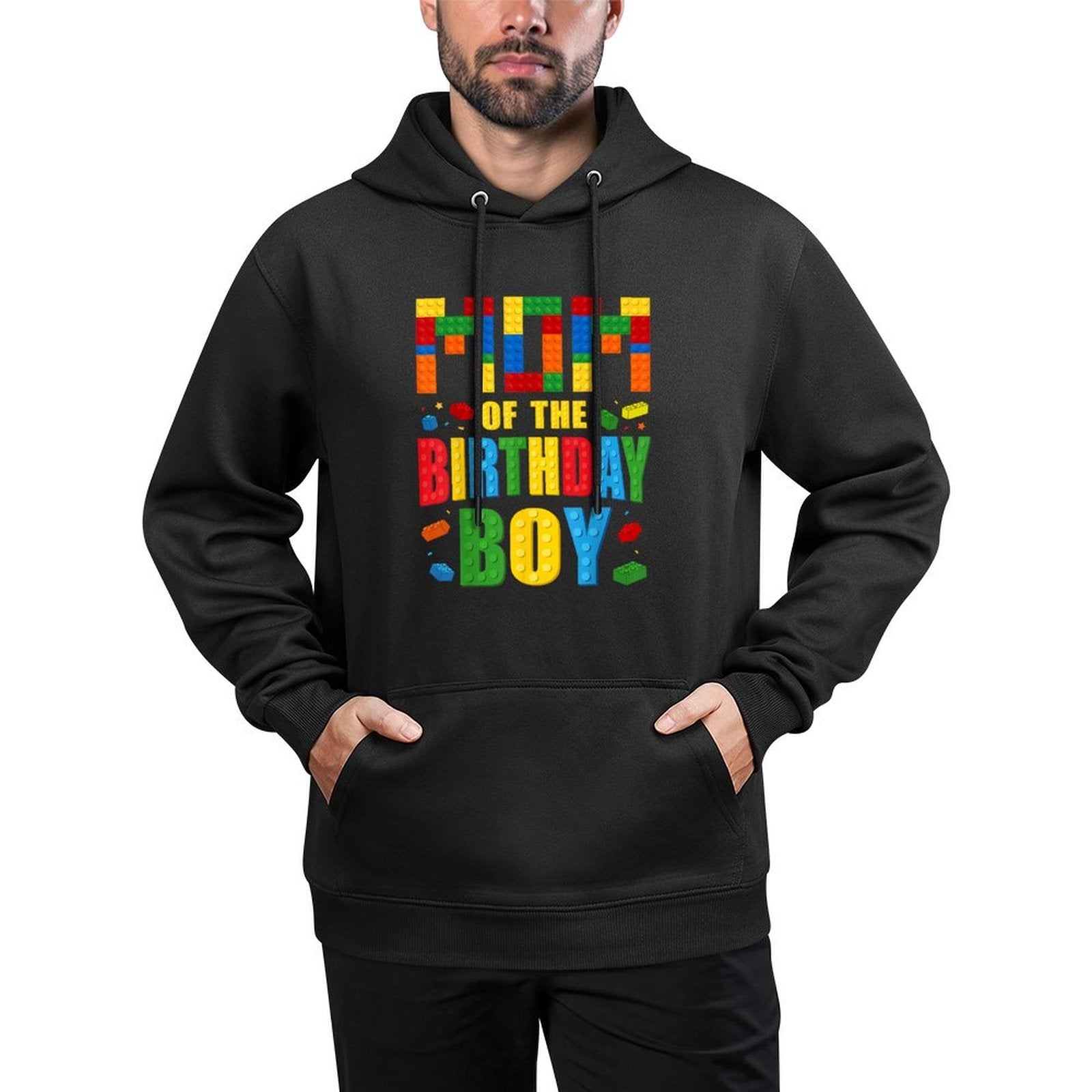 Mom Of The Birthday Boy Building Blocks Bricks Builder Durable Construction Hoodie
