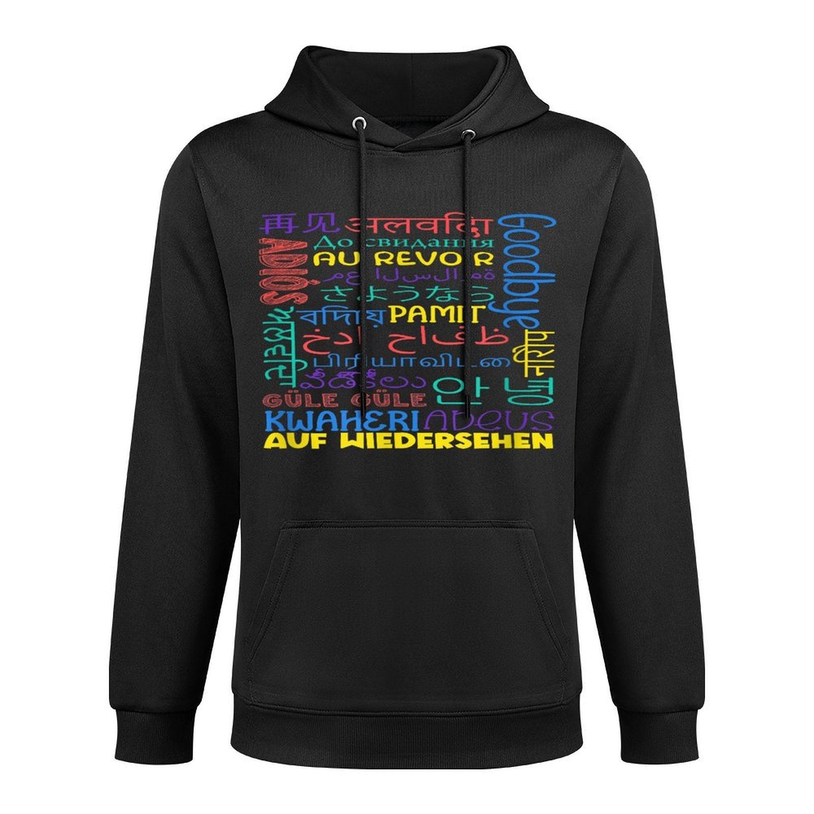 Multiple Languages For Everyone Unisex-Adults, Unisex-Kids Black Small Classic Fit Modern Multilingual Typography Colorfast Hoodie