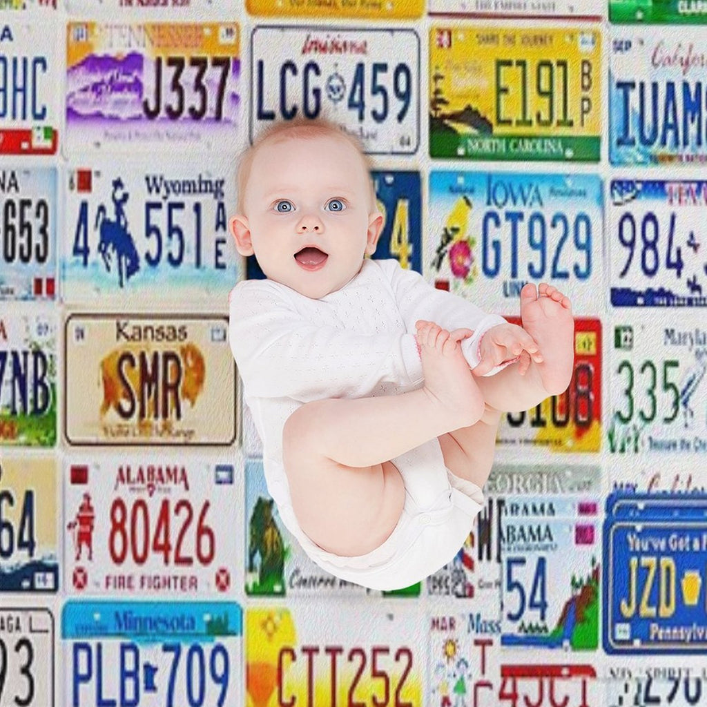 Licence Plate Wall Machine-washable Throw Blanket