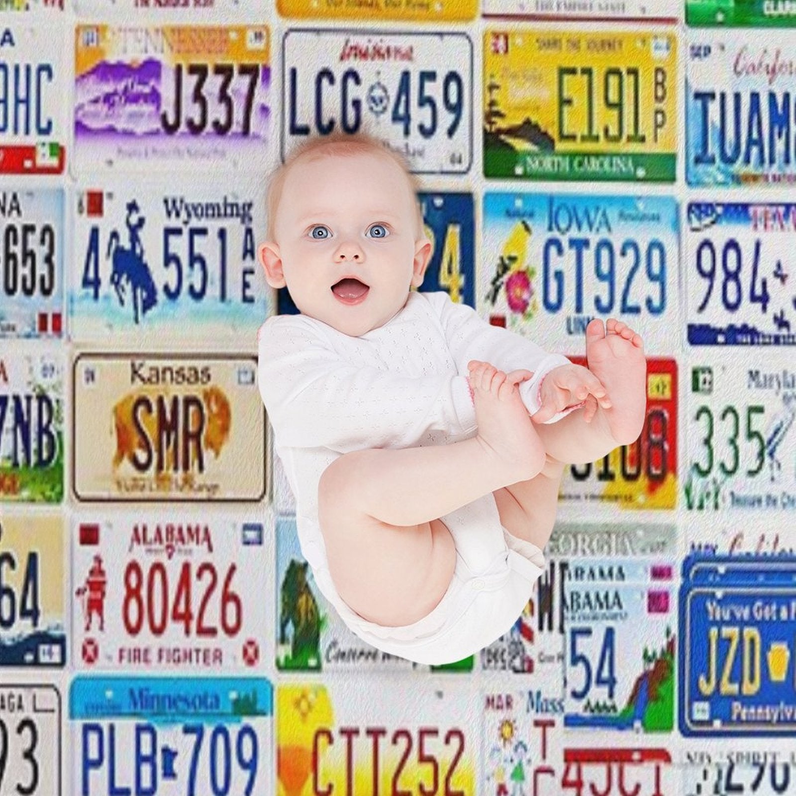 Licence Plate Wall Machine-washable Throw Blanket