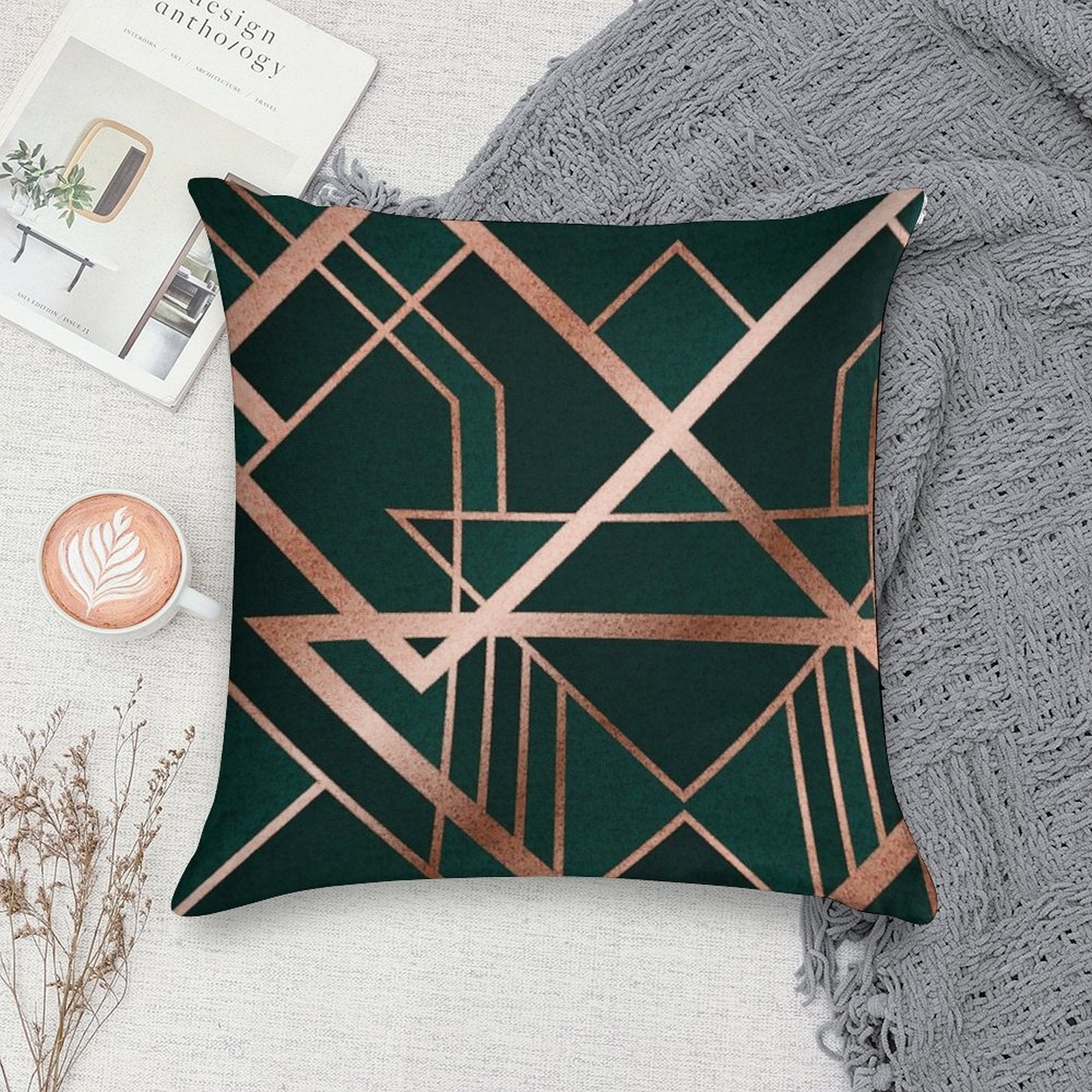 Green Art Deco Soft Multiple Sizes Throw Pillow