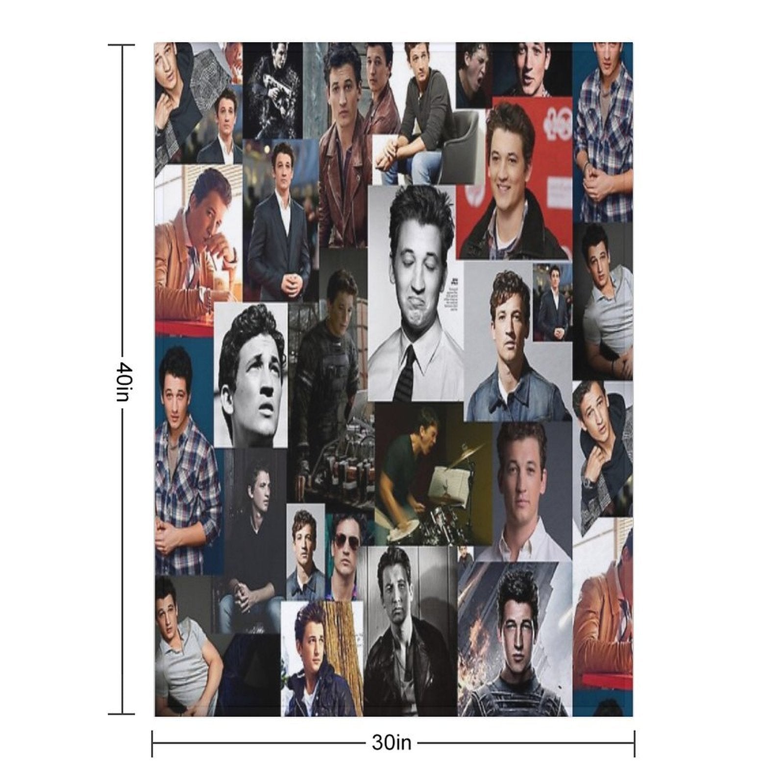 Miles Teller Abstract Square Photos Seamless Collage All-season Throw Blanket