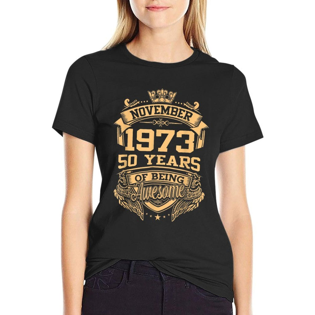 November 1973 50 Years Of Being Awesome 50th Birthday  Moisture-wicking T-Shirt