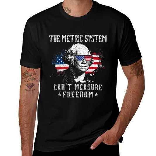 The Metric System Cant Measure Freedom Funny 4th Of July  Oversized Silhouette T-Shirt