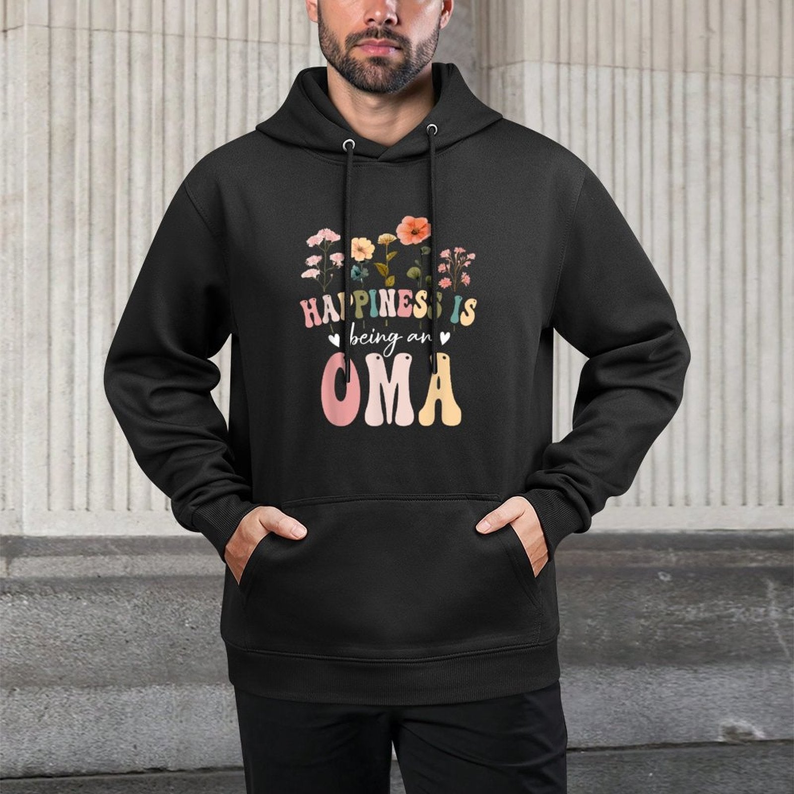 Happiness Is Being An Oma Floral Design Oma Mother&#39;s Day Machine Washable Hoodie
