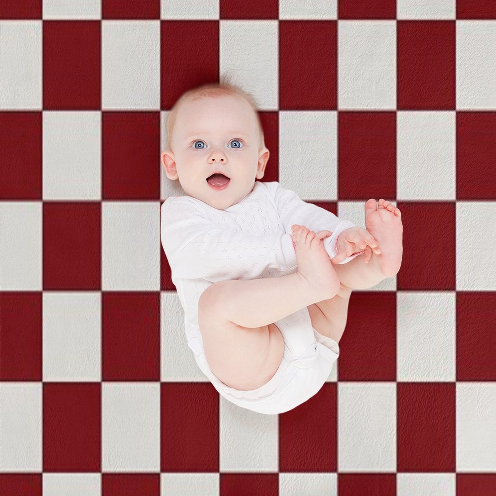 Checkerboard Cherry & Cream Machine-washable Throw Blanket