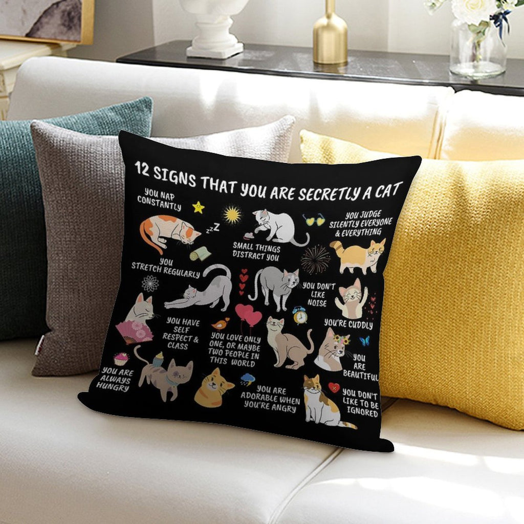 12 Signs That You Are Secretly A Cat Gifts For Cat Lovers Crazy Cat Lady Cat Home Decor Notebook Soft Short Plush Fabric Throw Pillow