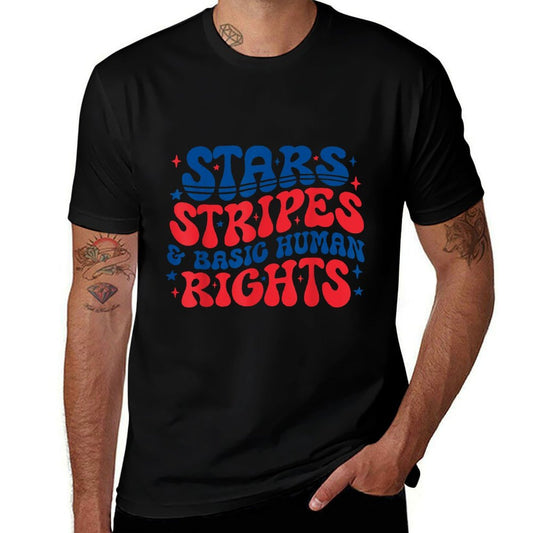 Stars Stripes And Human Rights Funny 4th Of July Political  Rolled Sleeves T-Shirt