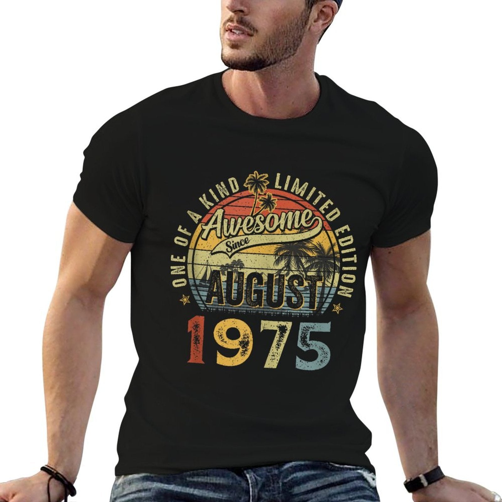 Awesome Since August 1975 Vintage Retro 50th Birthday Men Comfortable T-Shirt