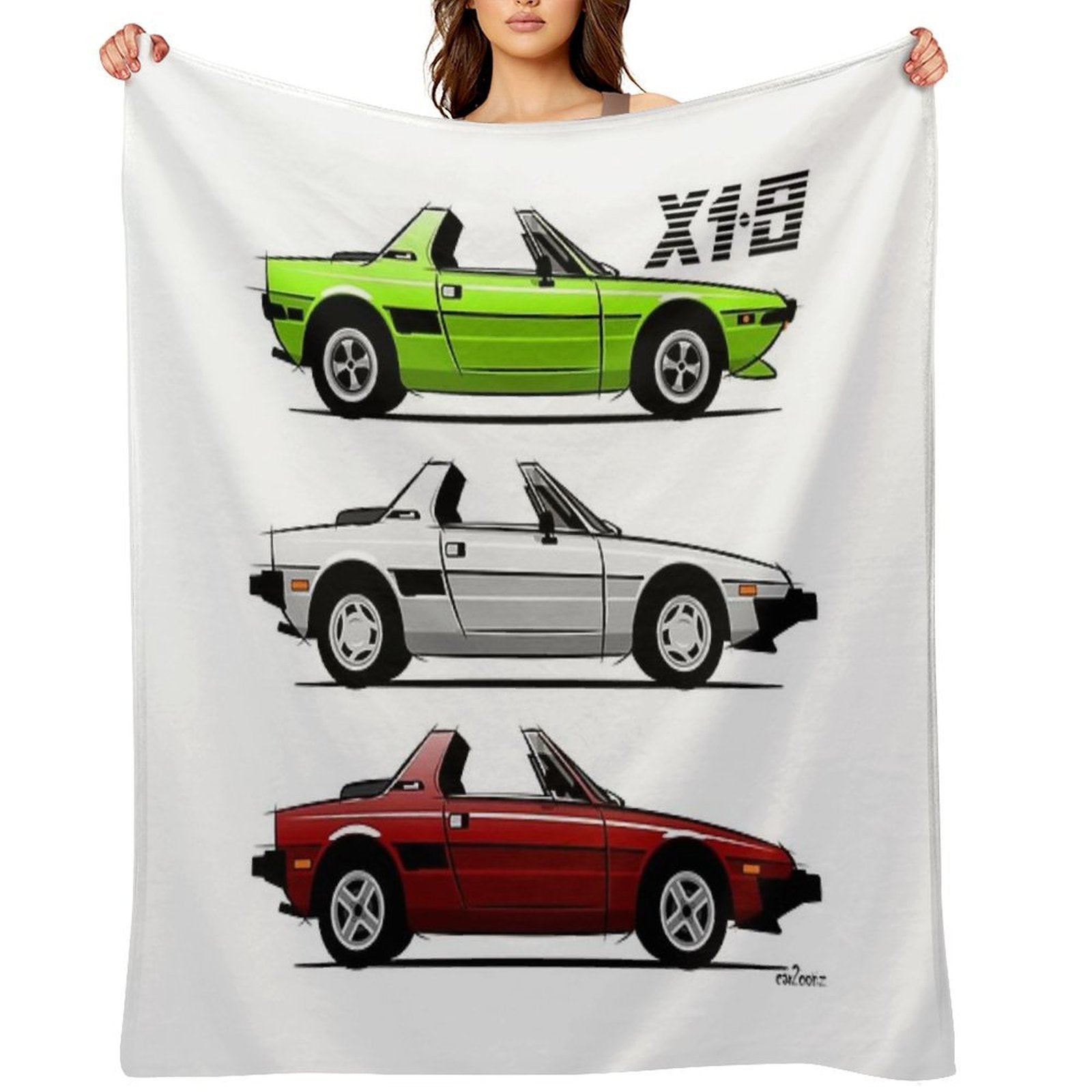 Fiat X19 with Open Roof Wrinkle-free Throw Blanket