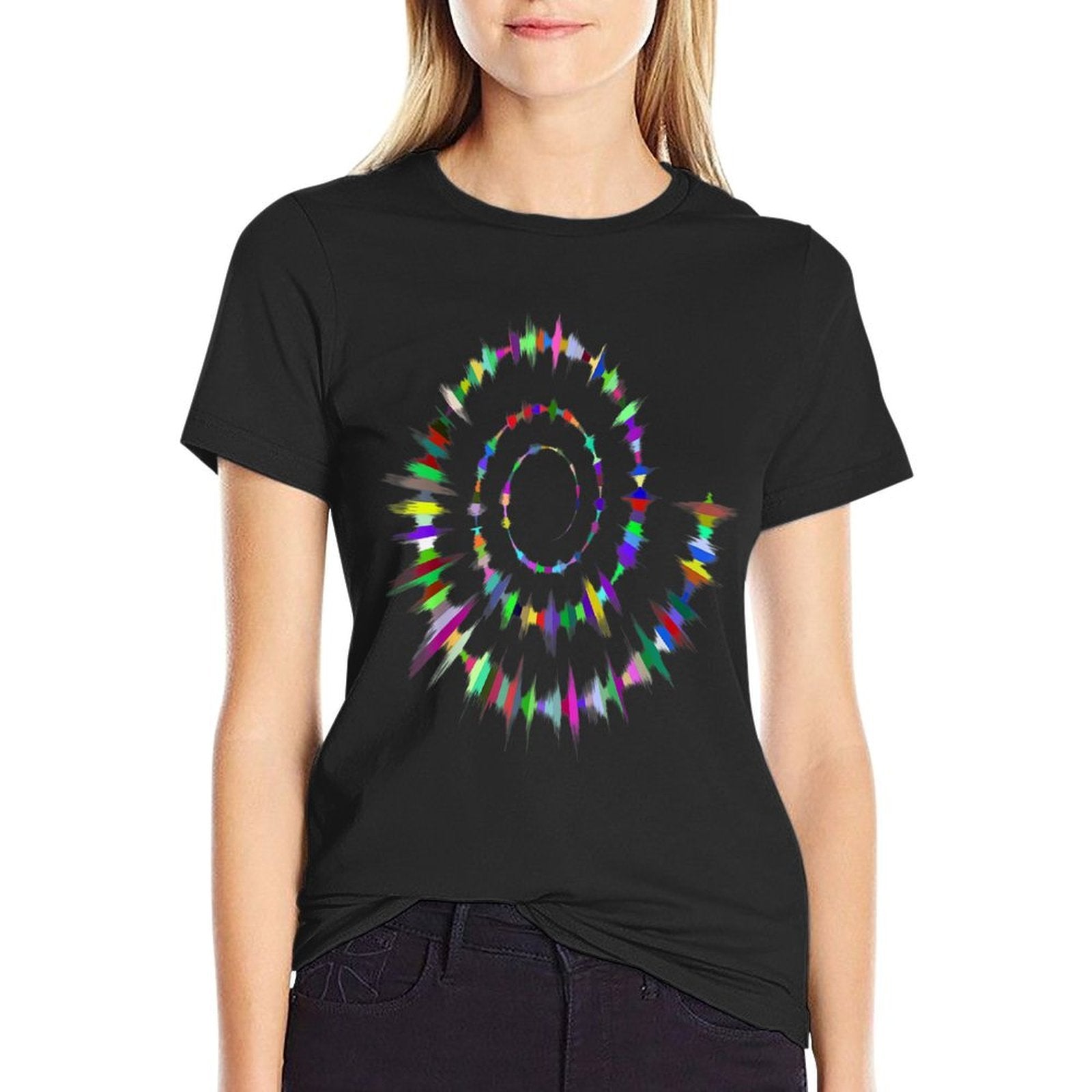 FUN SPIRAL TEE. MUSIC WAVE SOUND ABSTRACT ART AUDIO COLORFUL  High-quality Stitching T-Shirt