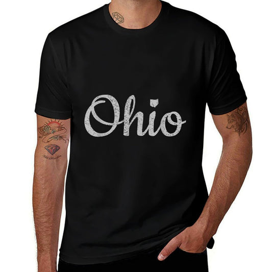 State of Ohio Pride Script Text Distressed Design Gifts  Durable T-Shirt