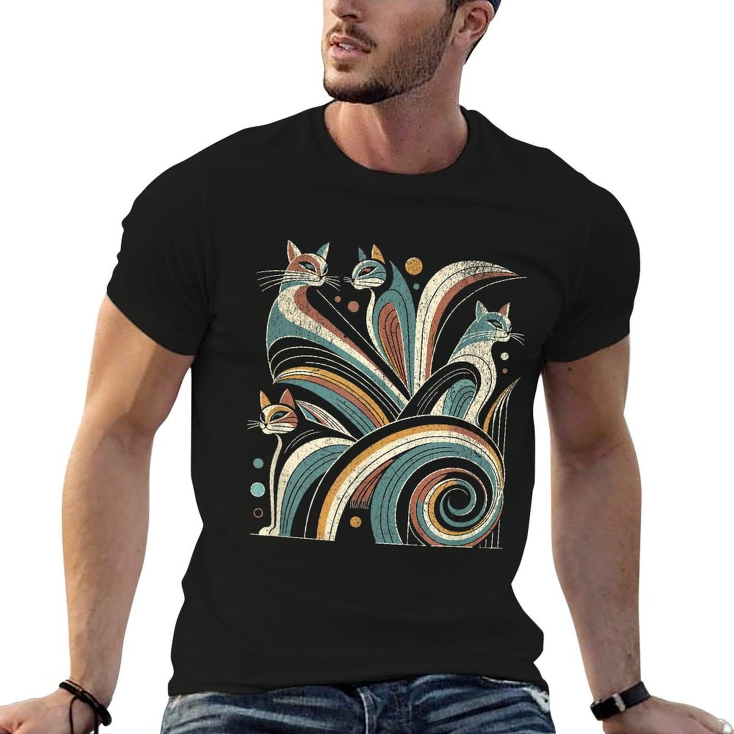 Vintage Retro Mid-Century Modern Look Cats 50s 60s Style  High-quality Stitching T-Shirt