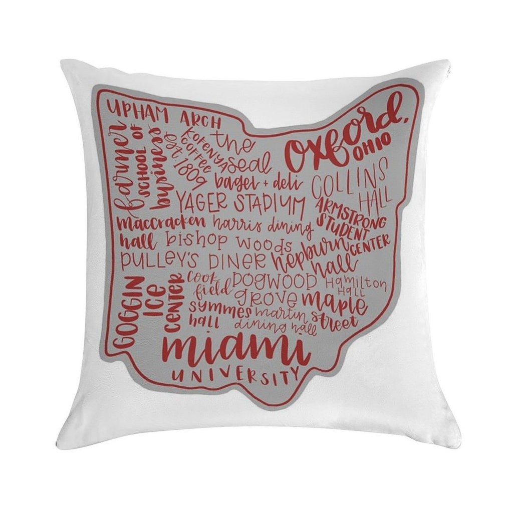 Miami University Ohio Art Print Soft Fade-Resistant Throw Pillow