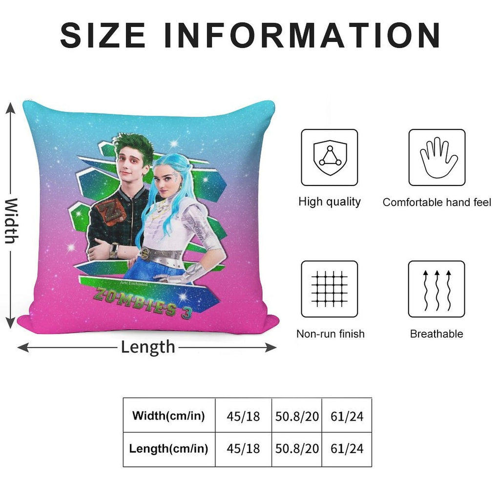 Zombies 3 - Milo And Meg - Zed And Addison - Galaxy Love Glitter Soft Home Decor Throw Pillow