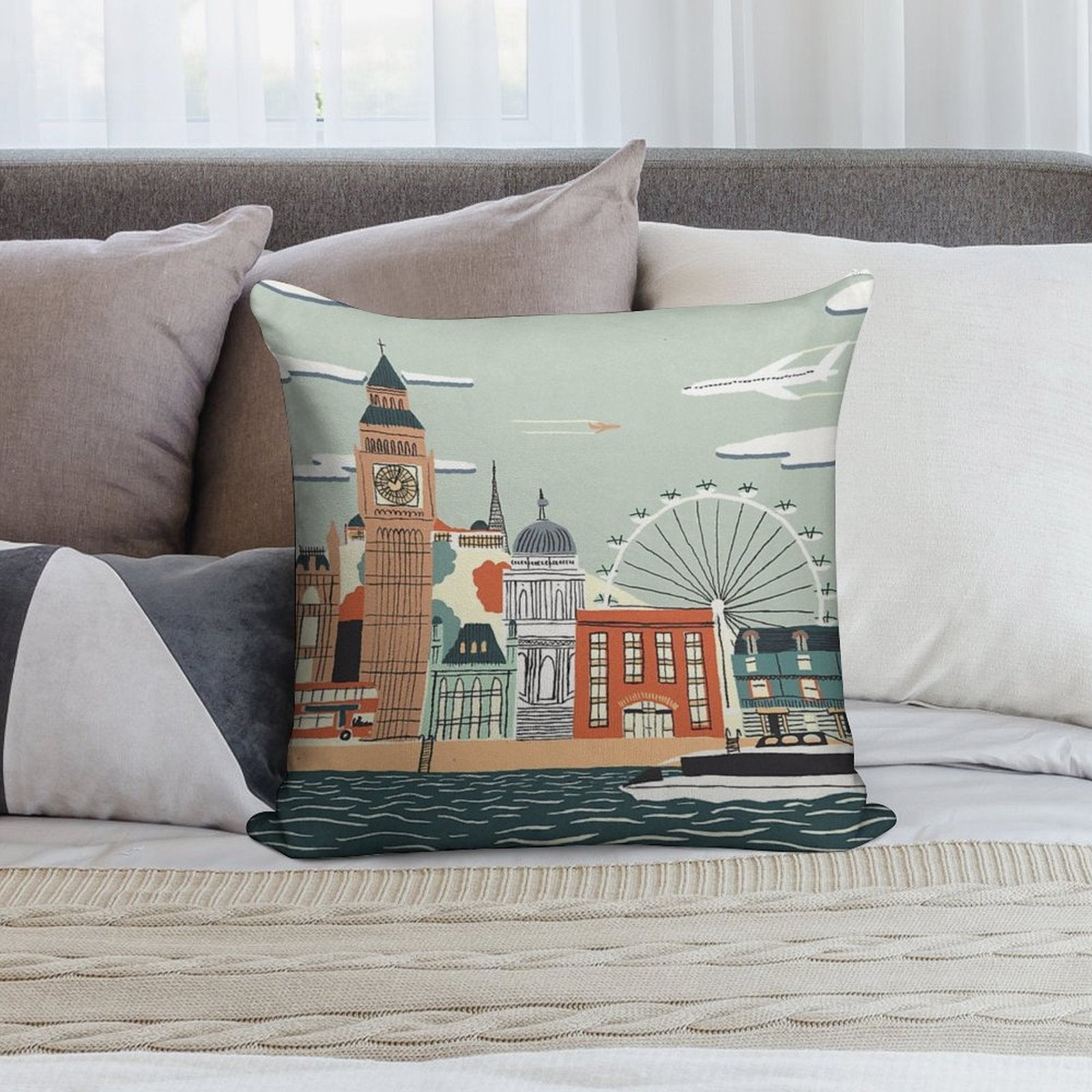 London Soft Fade-Resistant Throw Pillow