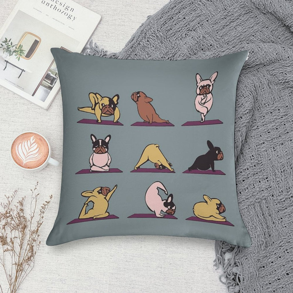 Frenchie Yoga Soft Reinforced Edging Throw Pillow