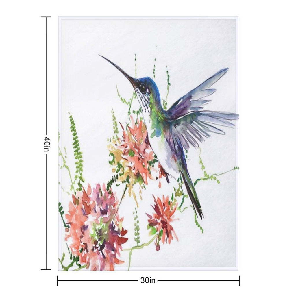 Hummingbird And Flowers Compact Throw Blanket