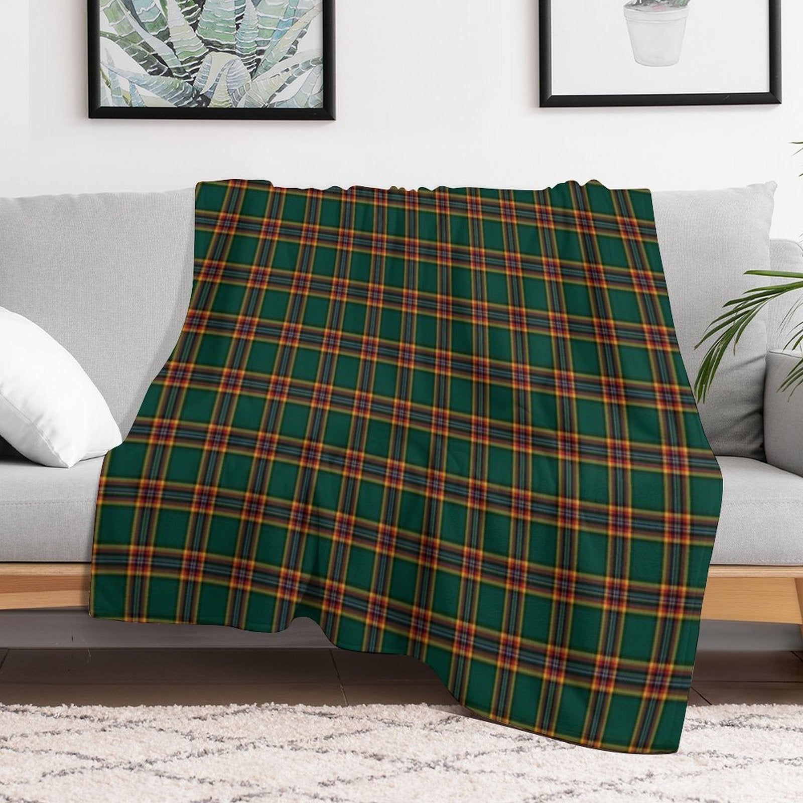 Moran Tartan Forest Green Irish Plaid Premium Throw Blanket