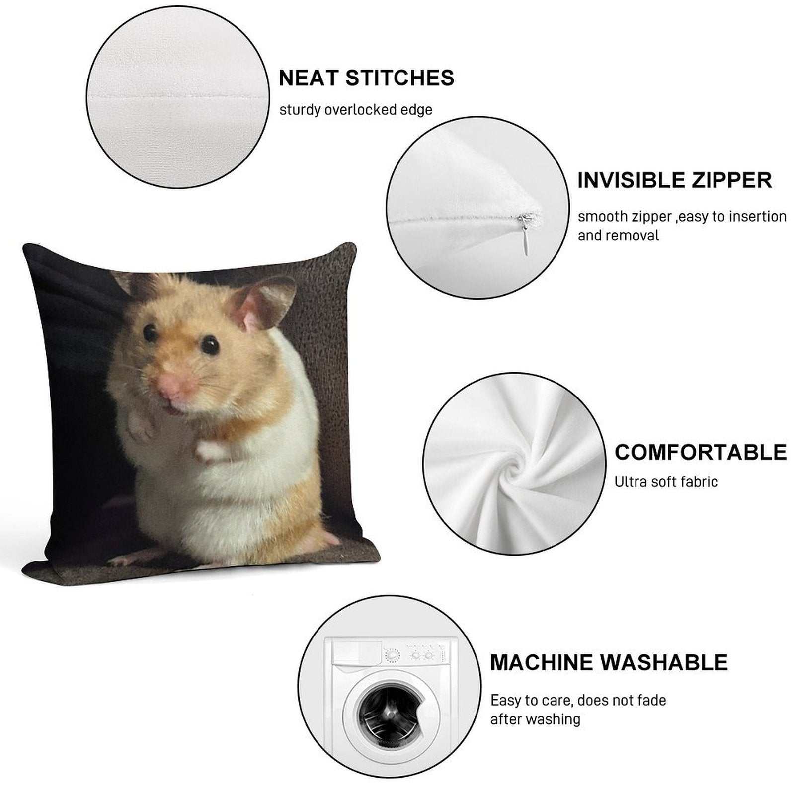 Hamster Sitting On Sofa Soft Reinforced Edging Throw Pillow