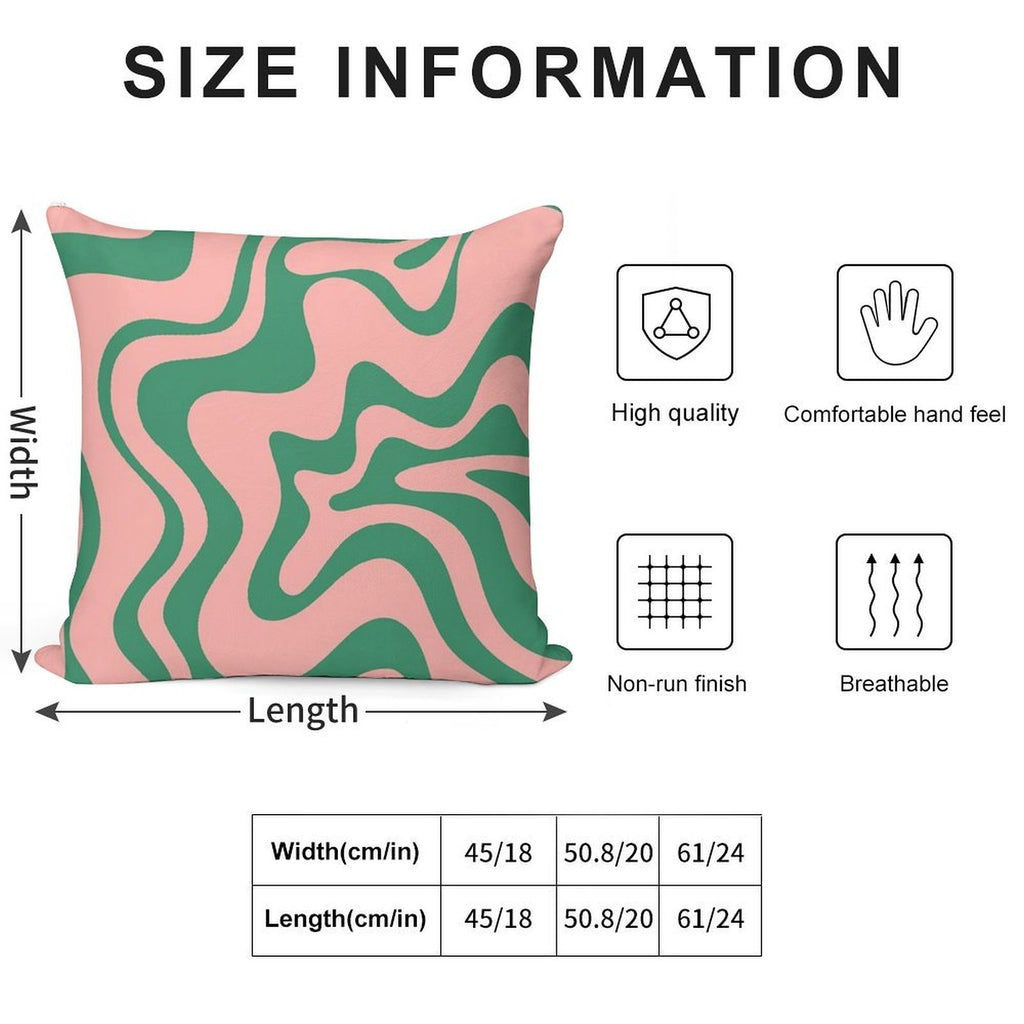 Liquid Swirl Contemporary Abstract Pattern in Pink And Green Soft Bedroom Essential Throw Pillow