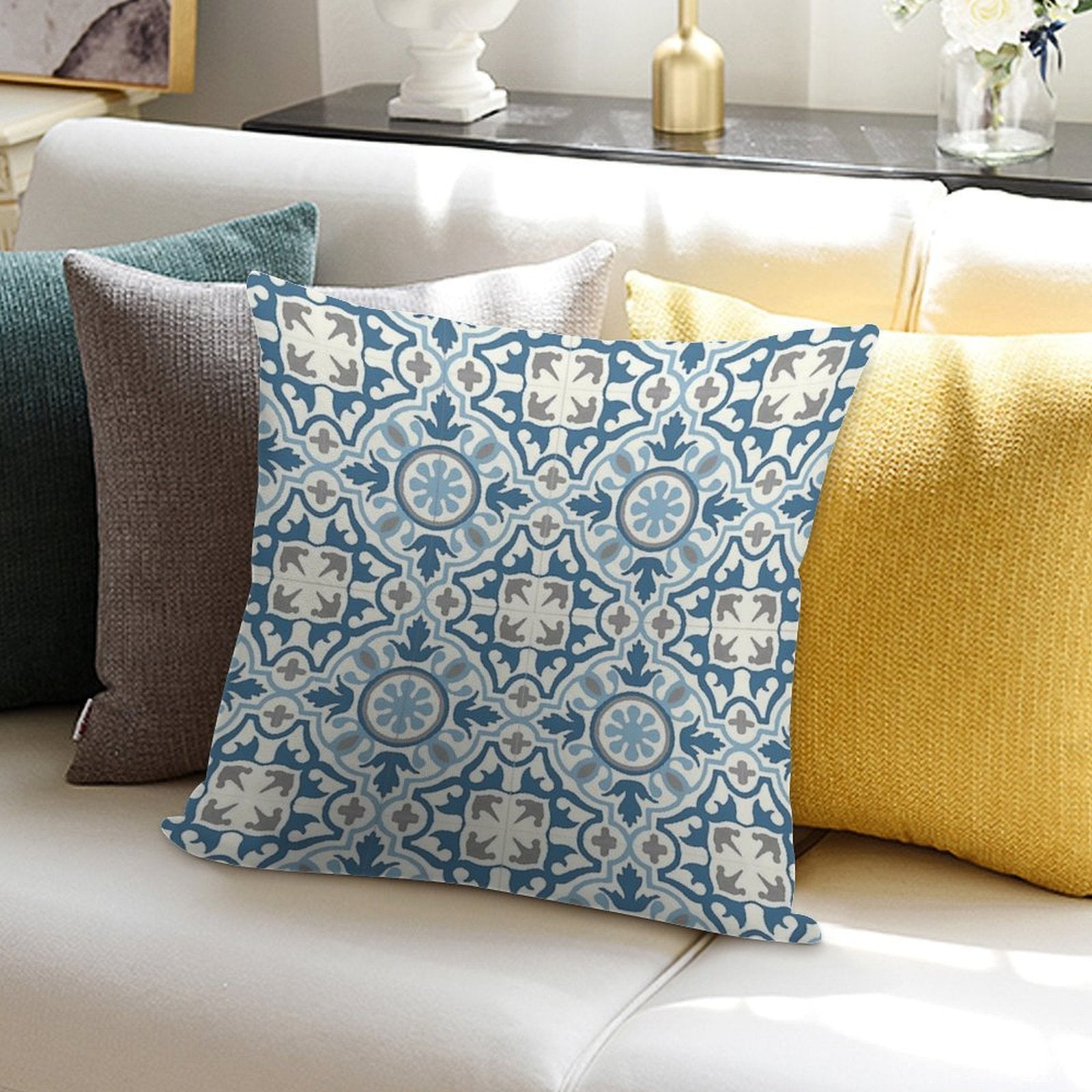 Moroccan Tile Design Soft Decorative Cover Throw Pillow
