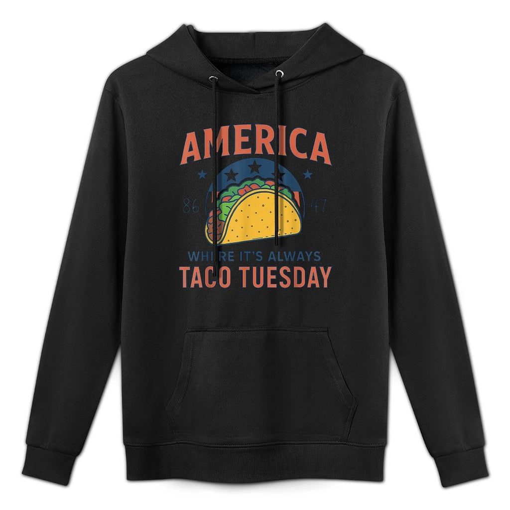 Retro America Where Its Always Taco Tuesday 4th Of July Unisex Design Hoodie