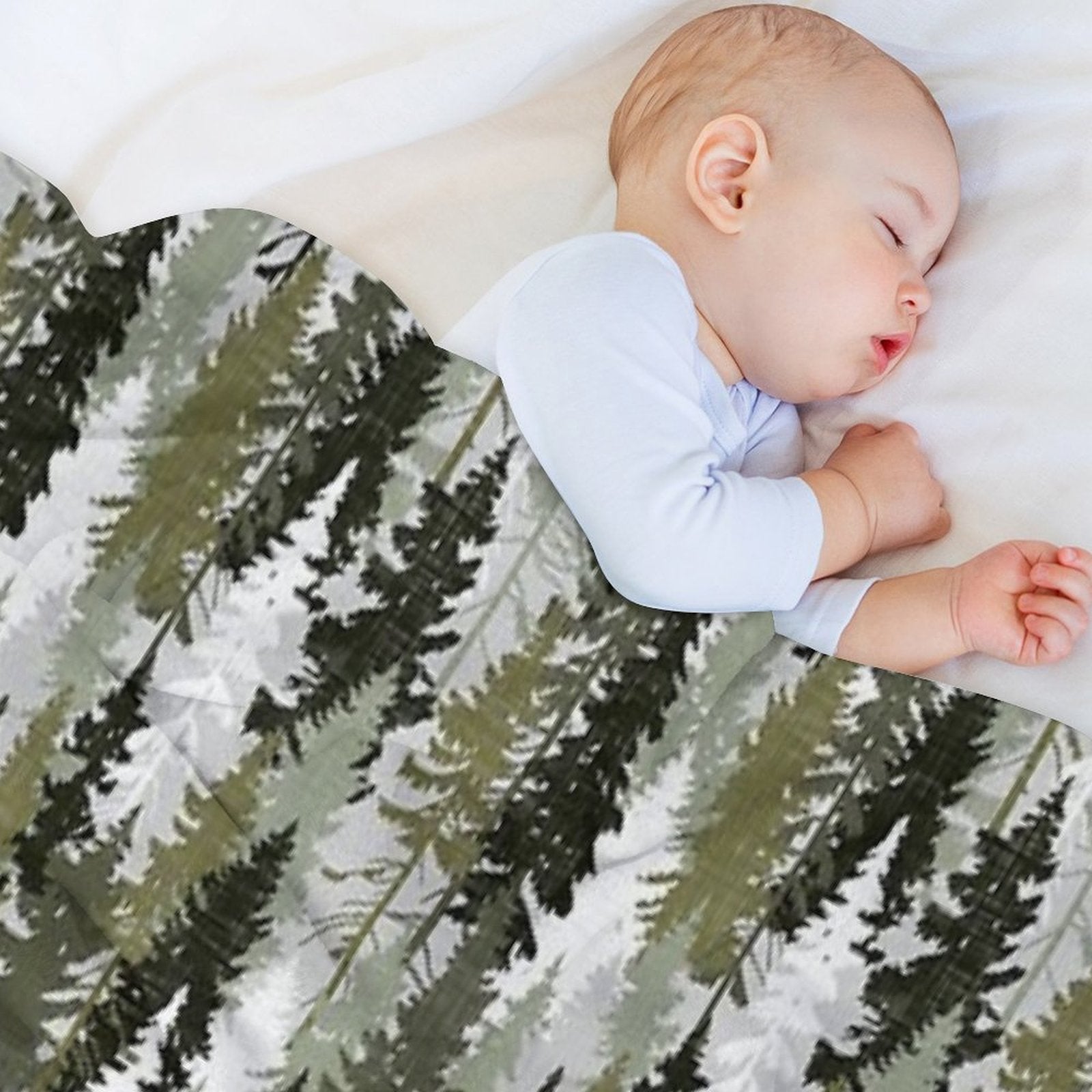 Pine Tree Forest  Olive Machine-washable Throw Blanket