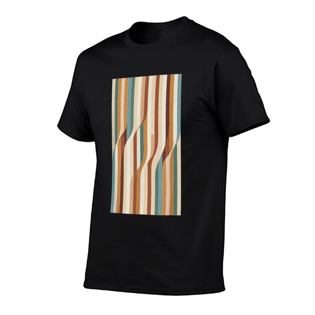 Abstract Geometric Wave Stripes Boho Minimalist  Heathered Texture T-Shirt