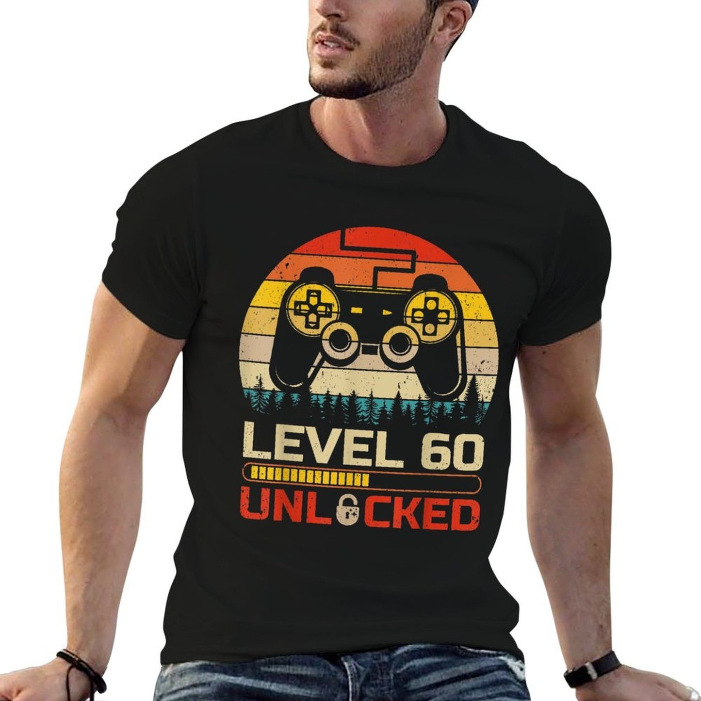 Vintage Retro Level 60 Unlocked Video Game 60th Birthday  Eco-friendly Material T-Shirt