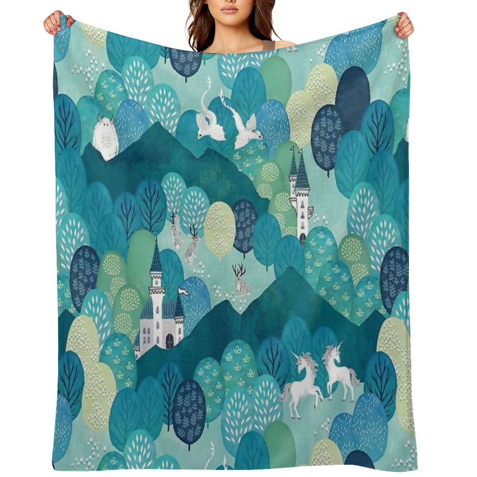 Enchanted Forest Green Wrinkle-free Throw Blanket