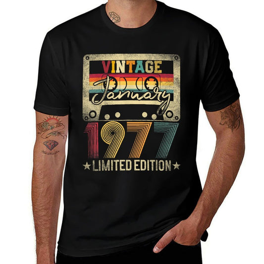 1977 January Vintage Limited Edition 48th Birthday Gift  Stretchy T-Shirt
