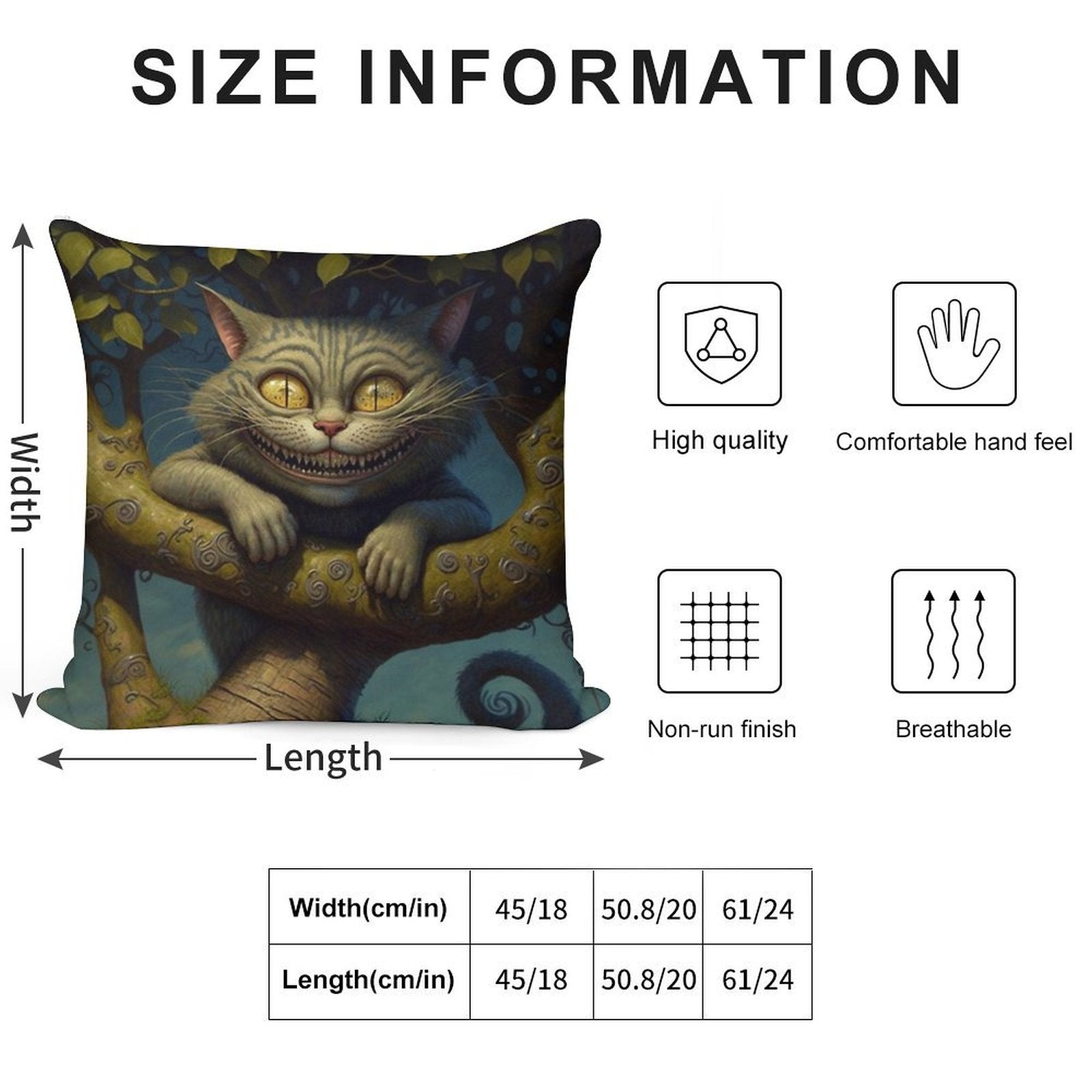 The Cheshire Cat - Alice in Wonderland Collection Soft Skin-Friendly Throw Pillow